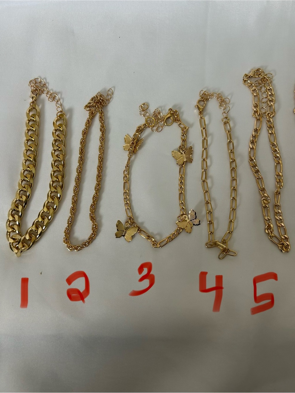 Gold Tone Anklet Bracelets . Measures 10”